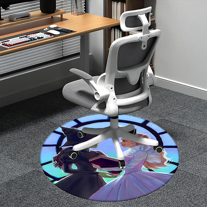 

Witch and Princess,Fantasy Dress Up Set Chair mat Round Rug Office carpet, Machine Washable, Non slip, Suitable for Living Rooms, Bedrooms 80cm