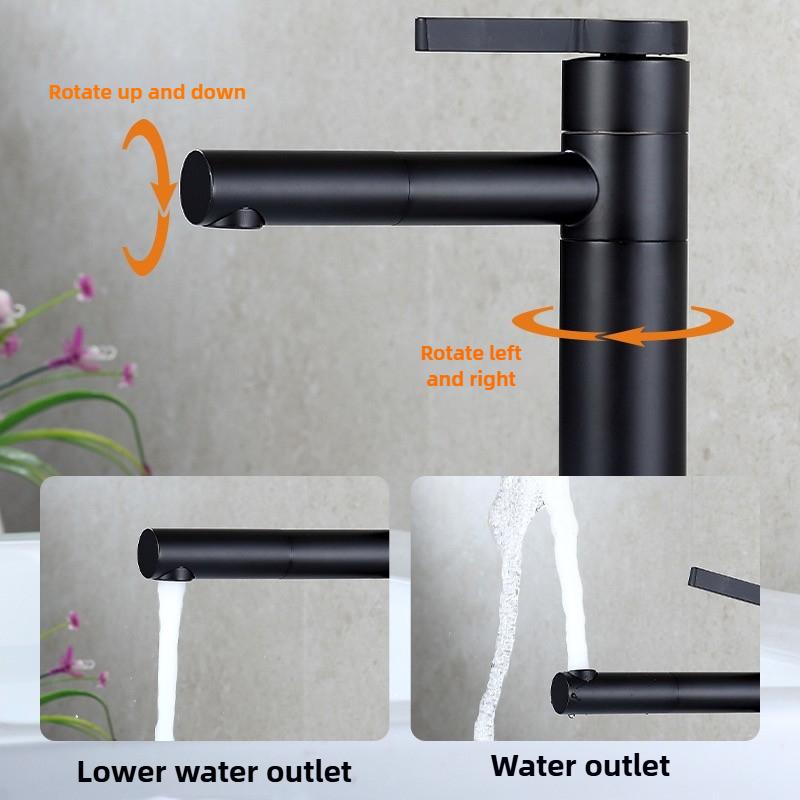 Minimalist Slim Faucet Hot and Cold Water Faucet Basin Mixer Tap Bathroom Faucet Hot and Cold Black Color Bags Bathroom Sink