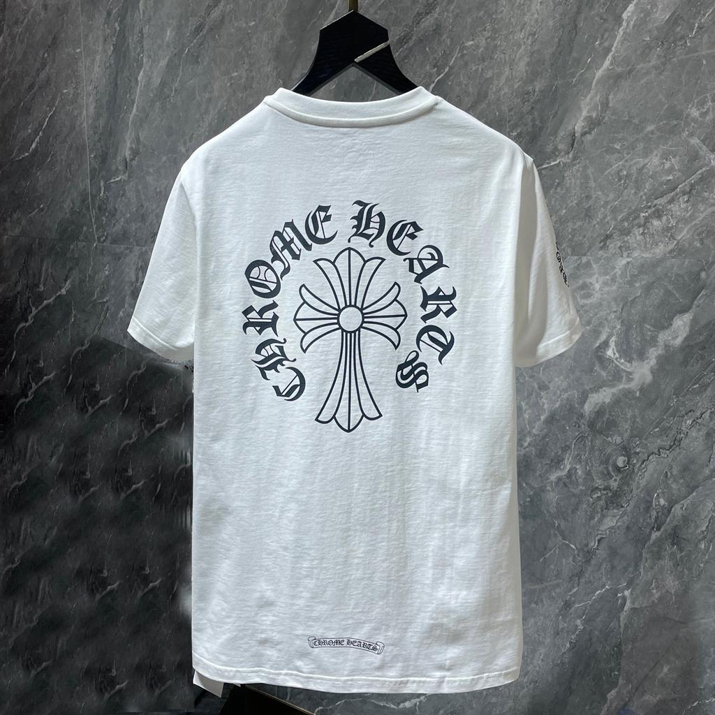 8010 CHROME HEARTS 2026 Summer New High Quality Cotton Round Neck Loose Large Size Men's and Women's T-shirt Couple T-shirt