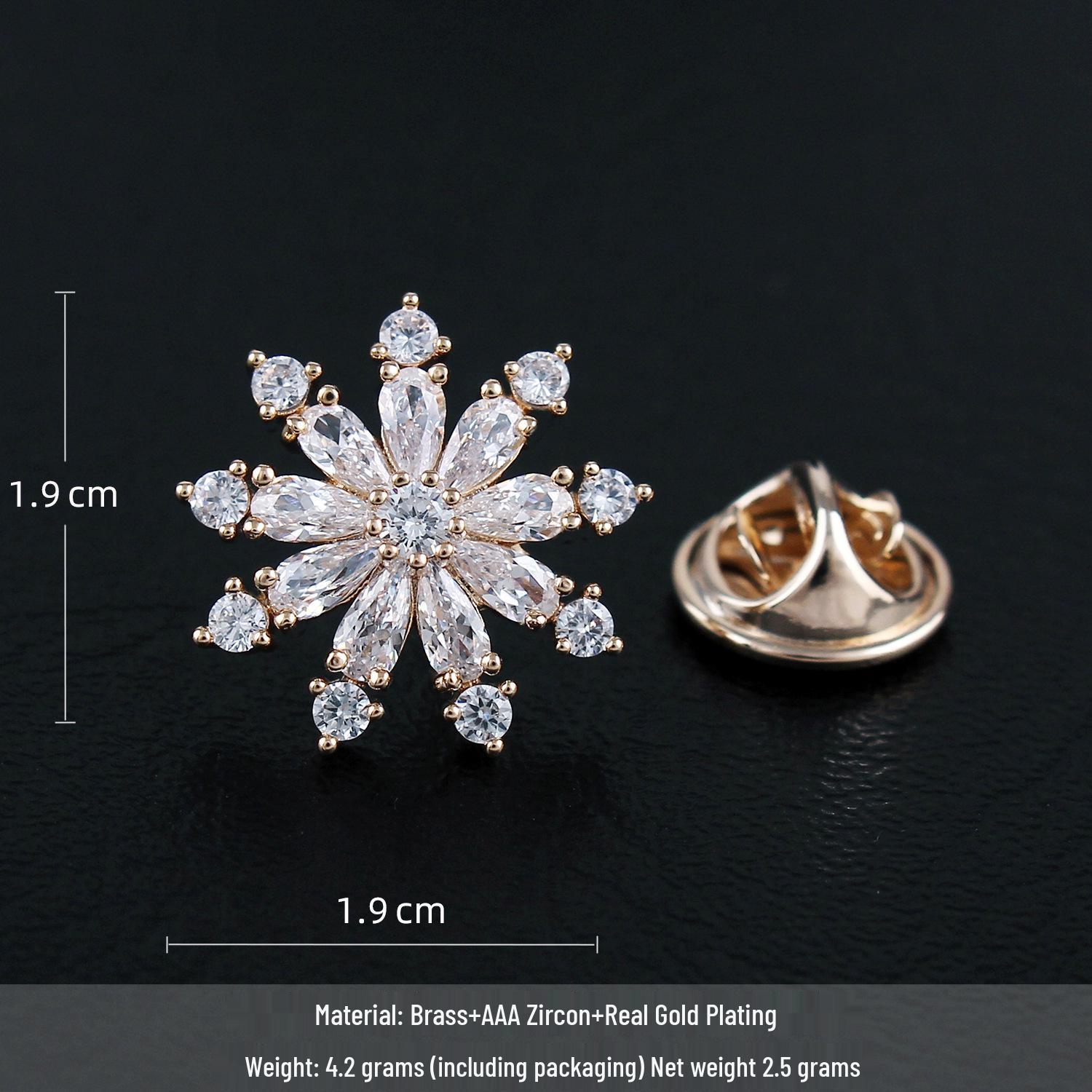 Elegant Floral Zirconia Brooch for Women - Luxury Lapel Pin/Corsage with Anti-Exposure Buckle