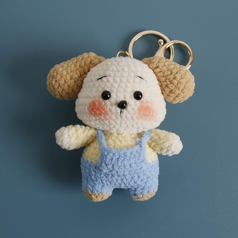Funny Puppy Series Crochet Keychain Handmaking Knitted Puppy Keyrings Cute Small Dog Doll Crochet Keyrings Custom Accessories
