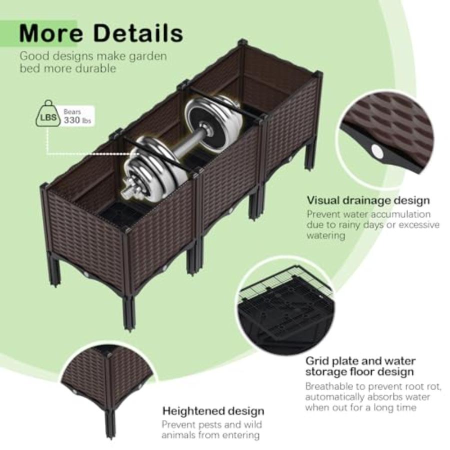 Outdoor Raised Garden Bed with Legs Planter Box for Vegetables/Herbs 47x15x19in Wooden Garden Box with Drain Outlet Easy Assemb