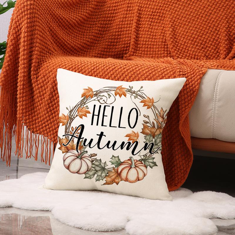 Thanksgiving Pumpkin Car Print Pillow Case Autumn Harvest Set Cushion Indoor Home Sofa Cushion