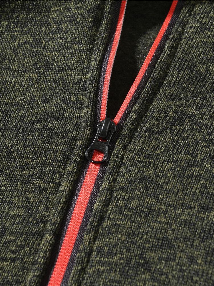 Men's Spring Autumn Casual Fashion Solid Colour Sweater Men's Long-sleeved Sports Hooded Tops Zip Cardigan Sweatshirt Moisture Wicking Breathable Tops
