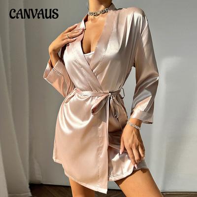 Vasarinis chalatas plonos dalies mados paprasto stiliaus namų apranga Moteriškas seksualus megztinis chalatas