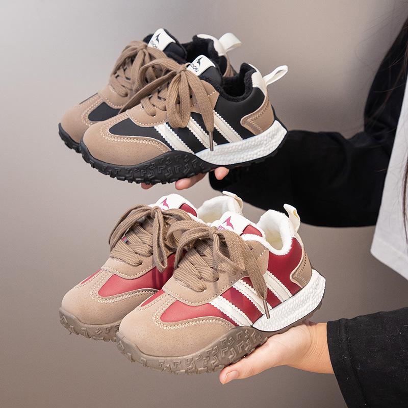 New Autumn and Winter Children's Running Shoes Fashion Leisure Sports Plus Velvet Cotton Shoes