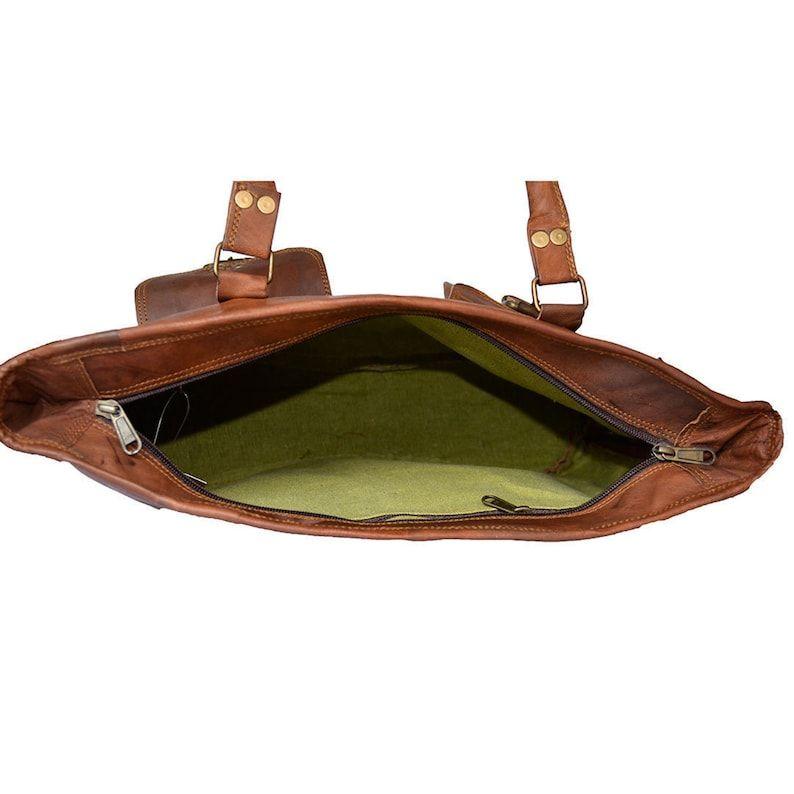 Handmade Leather Tote Bag: Travel Carry-On Shoulder Bag