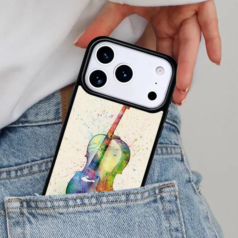 Musical Cello Violin Phone Case for iPhone 17ProMax 12 13 14 15 16e 17 Pro Max Plus Air Cover