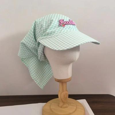 Fashion Plaid Pattern Sunshade Hat Simple Breathable Cotton Baseball Cap Quick-drying Headwears Beach Wear