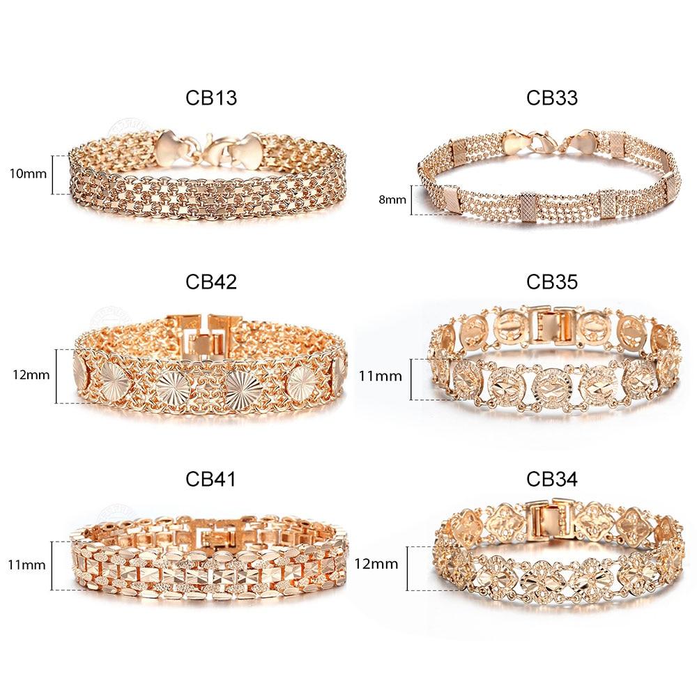 10MM 12MM Big Wide For Women Men Bracelet 585 Rose Gold Color Double Weaving Rolo Cable Curb Link Catenary Chain Jewelry CBB01