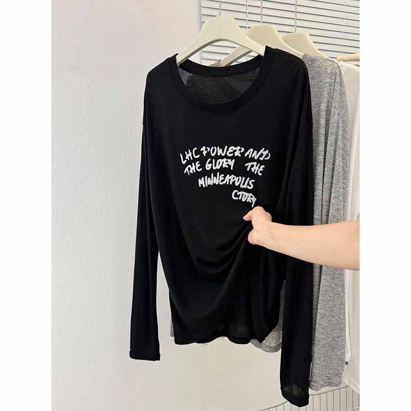 

Spring & Autumn Korean Style Long Sleeve Printed Base Layer T-Shirt XL чорний
