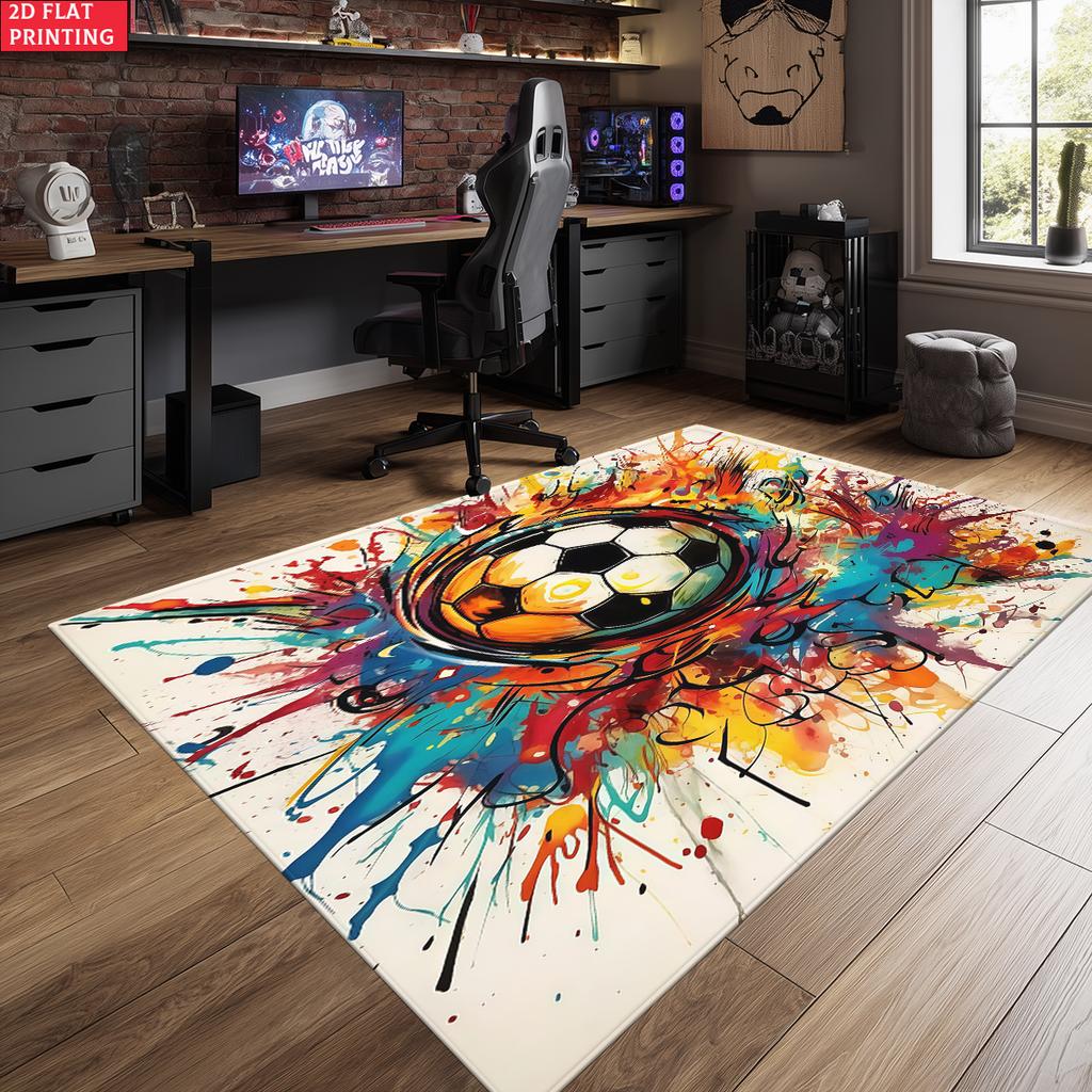 Graffiti Soccer Print Large Room Carpet Non Slip Cartoon Kids Bedroom Living Room Floor Mat Home Decor Children's Play Carpet