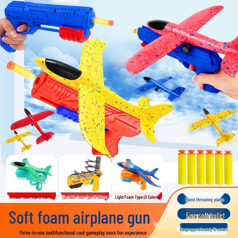 Celebrity-Endorsed Ejecting Foam Bullet Airplane: 3-in-1 Outdoor Toy for Kids