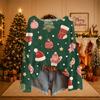 Women's Christmas Print Lightweight Knit Sweater Casual Long Sleeve Pullover Top