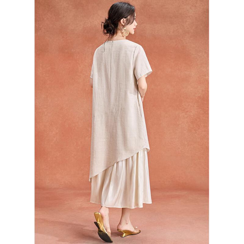 Tencel Linen Blend A-Line Midi Dress