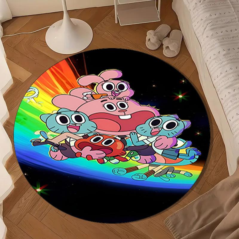 Gum's Colorful Friends Round Rug for Livingroom,Bedroom, Palyroom, Chair Rug, Area Rug, Circle Carpet, Large Size Decor Fan Christmas Gift