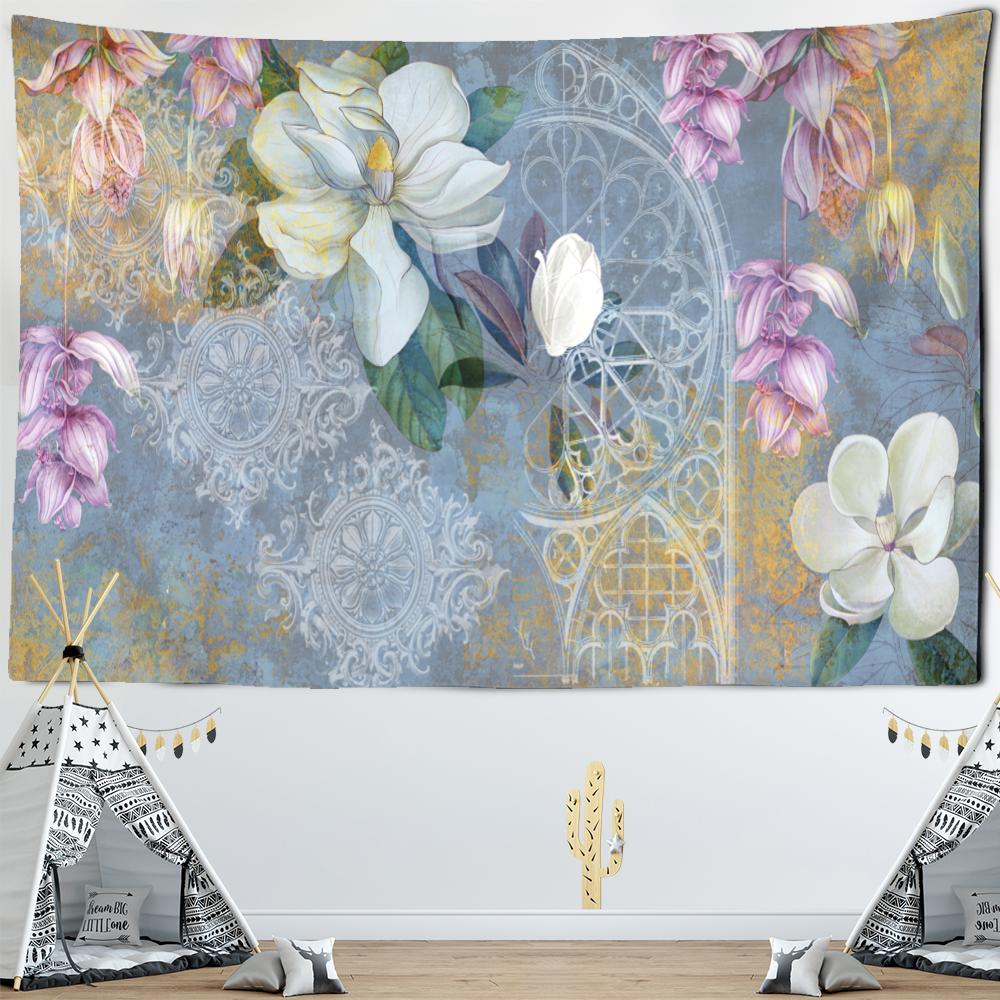 Printed Tapestry Flower Green Plant Wall Hanging Hippie Mandala Bedspread Bohemian Art Home Decor