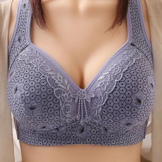 Women Bra Lace Seamless Wide Elastic Strap Solid Color Shockproof Push-up Anti-snagging Mesh Wireless Seamless Yoga Daily Bra