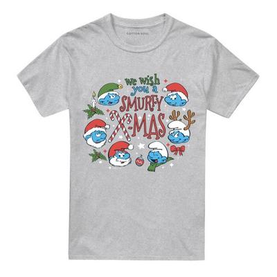 The Smurfs Unisex Adult We Wish You A Smurfy Christmas T-Shirt