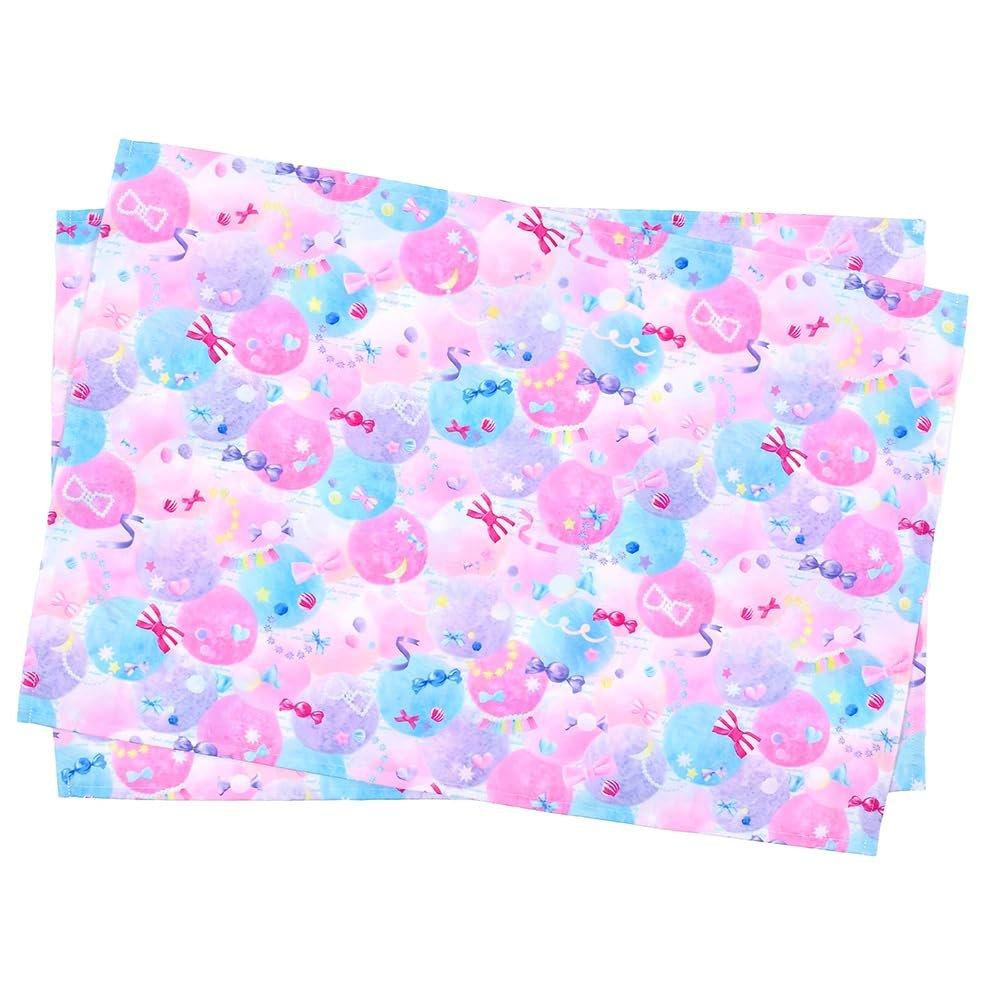 COLORFUL CANDY STYLE 2-Piece Placemat Set (40cm x 60cm) - Water-Repellent, Wrinkle-Resistant, Lightweight Kids Table Mat for School, Includes Pocket T