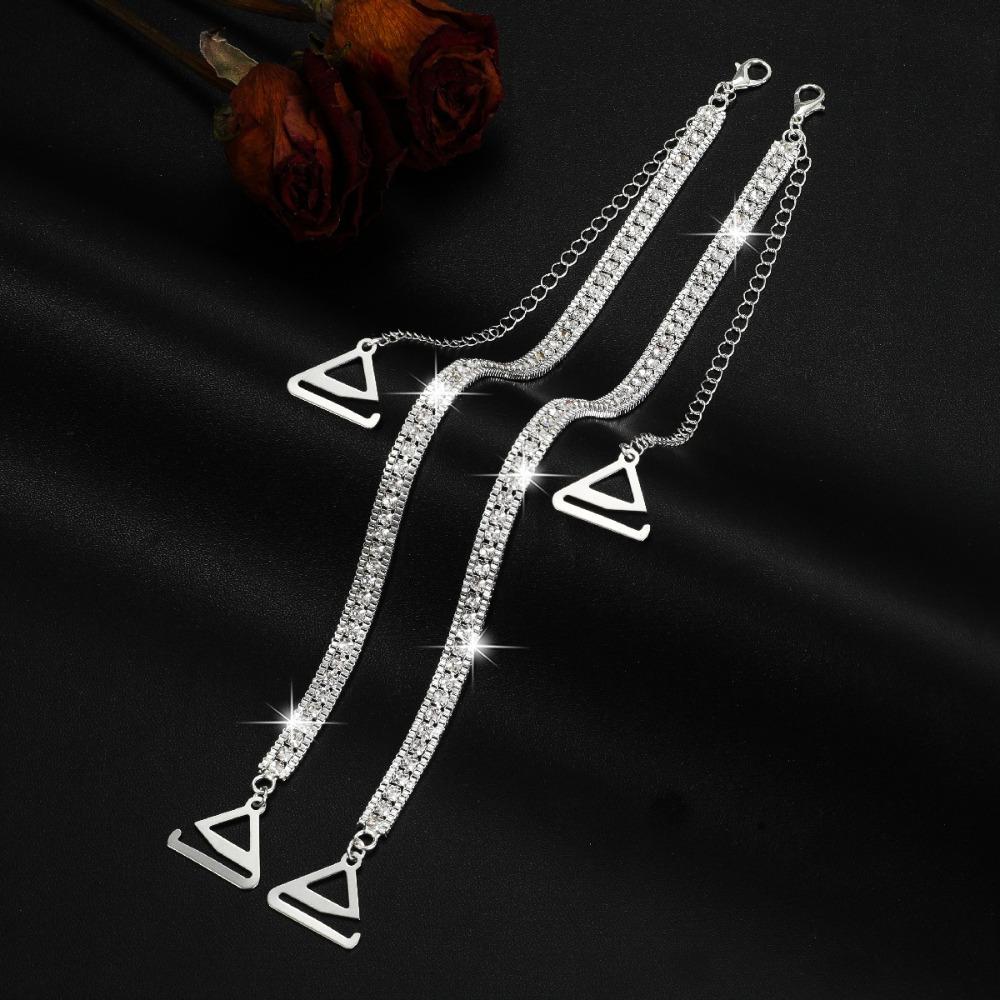 Non-Slip Rhinestone Bra Straps Removable Sexy Off-the-shoulder Bra Shoulder Belts Adjustable Decorative Bra Straps Replacement серебряный