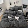 Ultra-soft Solid Color Washed Cotton Bed 4-piece Set Duplex Student Dormitory 3-piece Bed Sheet Quilt Cover Bedding