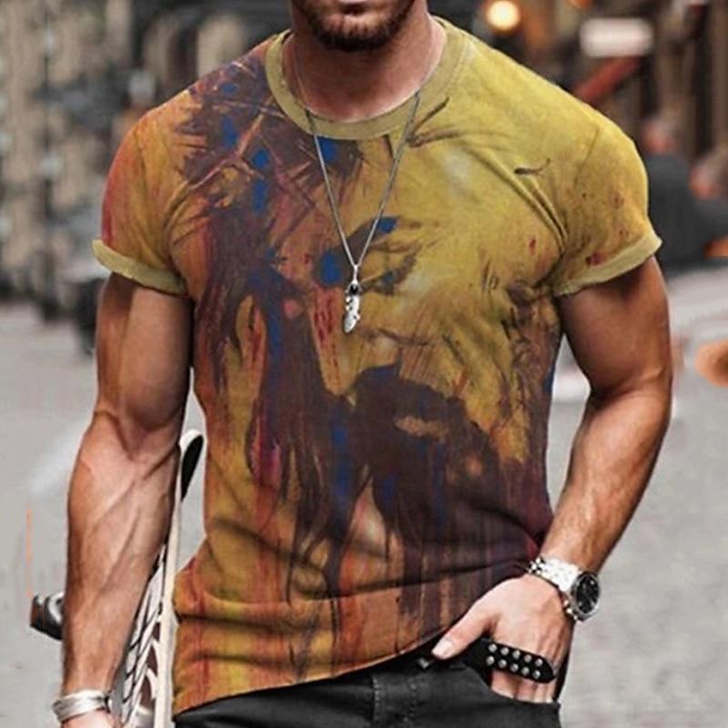 Vintage Ethnic Style Pattern T-Shirts Summer Fashion Trend Short Sleeve Casual Streetwear Loose Mens Clothing 3D Printed Men's T-shirts