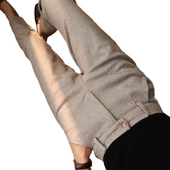 

Женский костюм Брюки с принтом «елочка» Высокая талия Толстые теплые облегающие прямые мягкие карманы OL Формальные длинные брюки для поездок на работу M абрикосовый