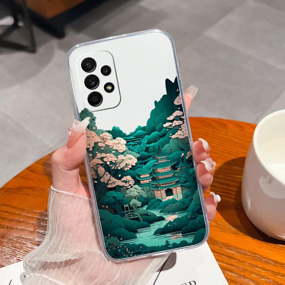 Flower Case For Samsung Galaxy A52 Phone Cover For Samsung A 52 Cases Soft Transparent Silicone Christmas Elk deer Back Covers