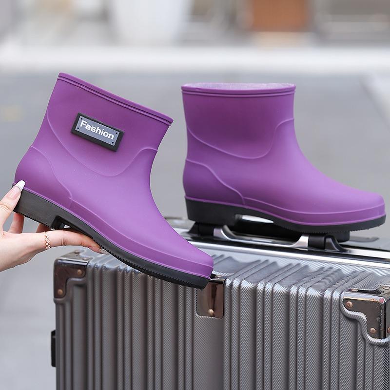 Fashion British short women's rain boots non-slip women's low tube rain shoes outdoor wading rubber shoes mother water writing kitchen shoes