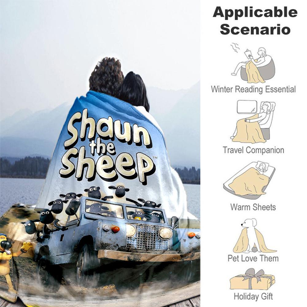 1pc Sheep Shaun Outdoor Blanket Lightweight Flannel, Soft & Warm, All-Season Use for Sofa, Outdoor, Camping, Living Room042