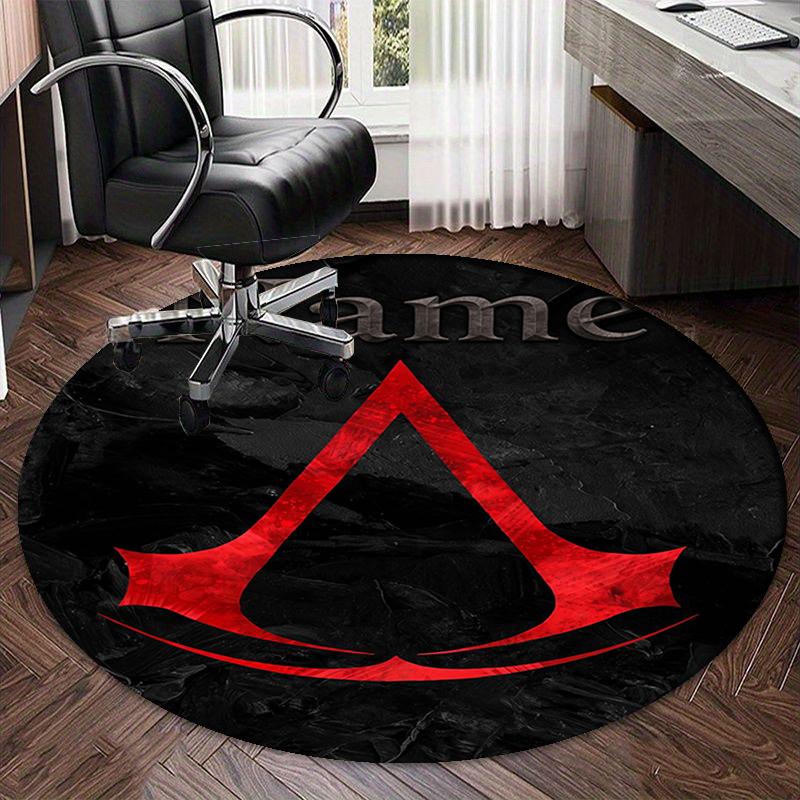 Custom Name Assassin's Creed Printed Round Rug Carpet Chair Rug Area Rug Entryway Doormats,for Office Chair Living Room Bedroom Kitchen Room.