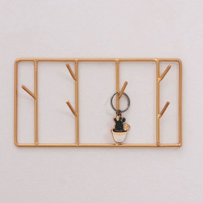 Porte-clés mural porte-clés décoratif-décoration murale, petite barre de crochet avec 6 crochets en métal pour la maison