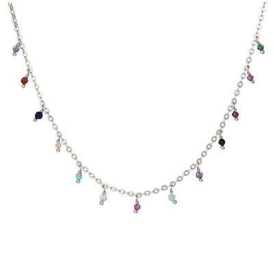 [R5628] - Handmade Silver Necklace 'Meghan' Multi-colored Silver (rhodium) - 2 Mm