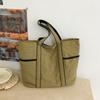 New Korean Style Color Block Shoulder Bag Large Capacity Nyl Tote Bag for Women Commuting Travel Casual and Simple Shoppe Bag