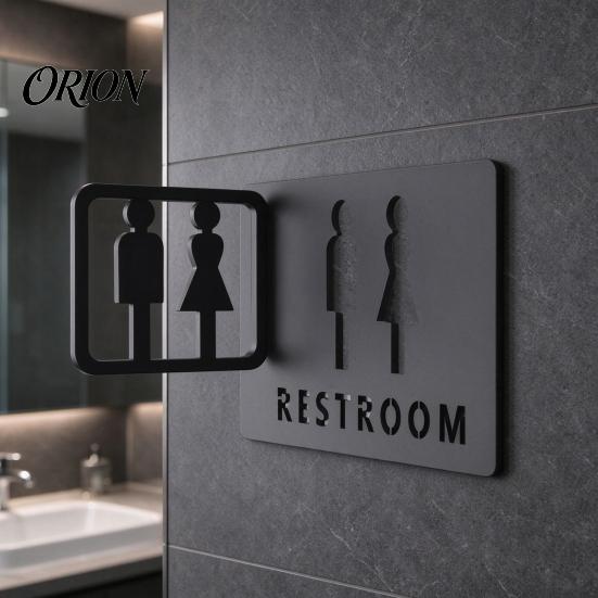 Male And Female Restroom Sign Acrylic Sign, Bathroom Wall Corner Mounted Double Sided Toilet for Corridor Commercial Use