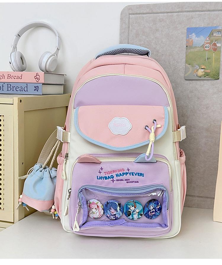 The Korean version of the schoolbag is fresh and painful, and the large-capacity female high school student campus has multiple compartments.