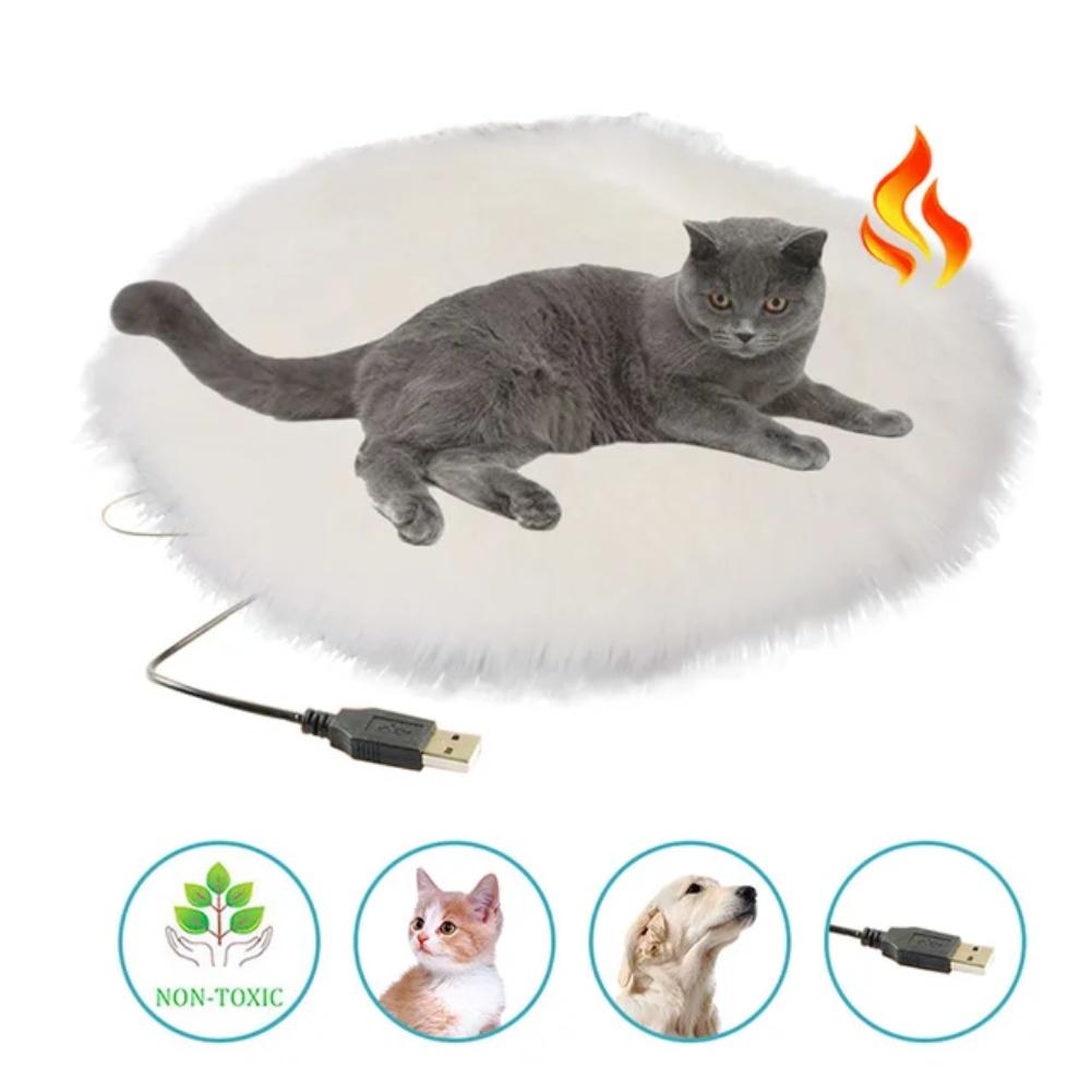 40cm Pet Cat Dog Bed Body Winter Warmer Carpet Pet Plush Electric Blanket Heated Seat Animals Bed Heater Mat Heating Pad