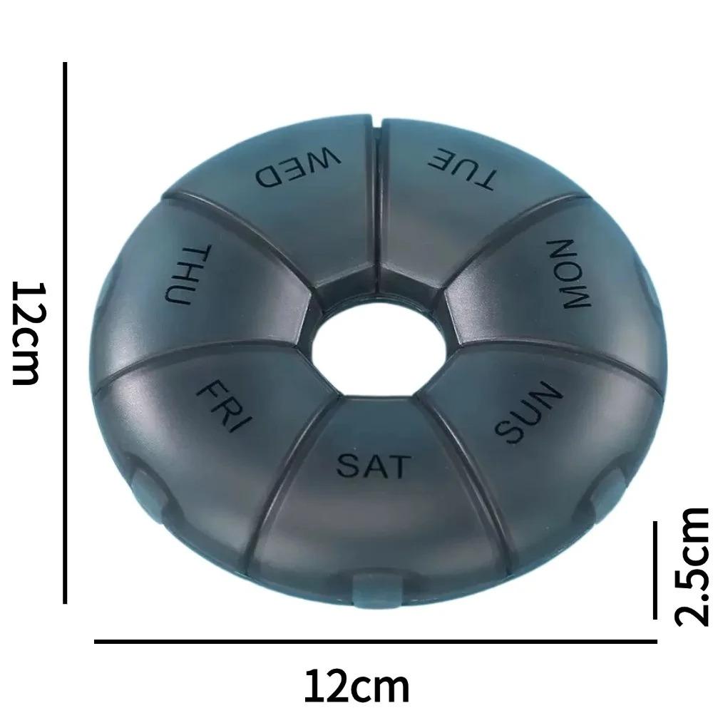 New Hot Premuim Small 7-Day Round Portable Pill Box Travel Medicine Organizer Secure Seal for Vitamins Supplements Fish Oils