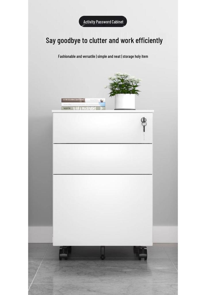 Under-Desk Metal Filing Cabinet with Lock, Mobile Office Storage Cabinet, Small Drawer Cabinet