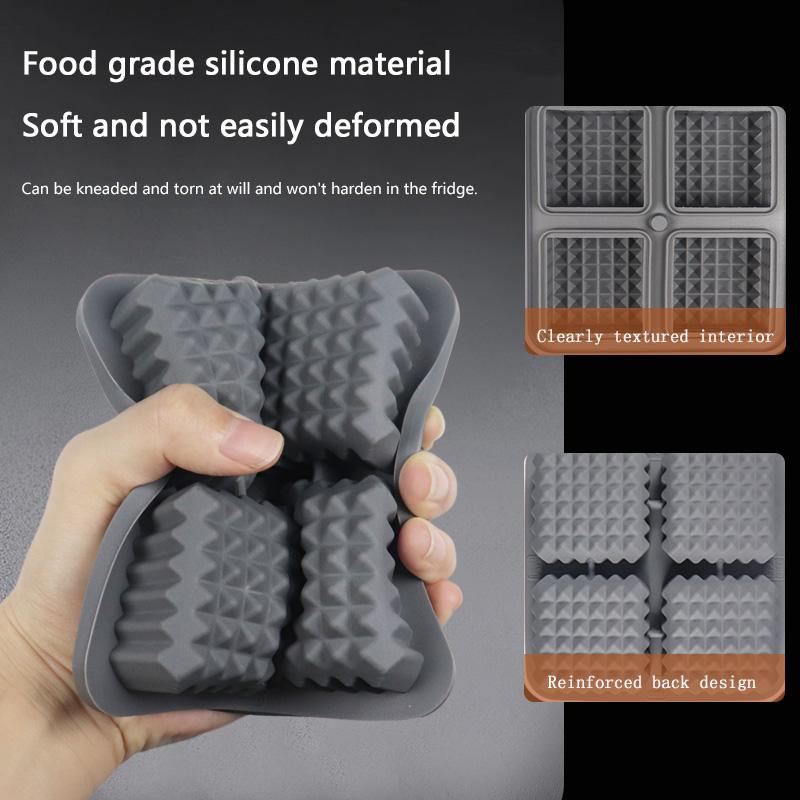 4 Grids Large Ice Cube Molds Silicone Ice Cube Trays with Ice Clips Whiskey Ice Mold Ball Summer Necessary Kitchen Mould