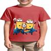 Summer Fashion Minion Cartoon Print Short Sleeve Hot-Selling Children's Clothing for Boys and Girls