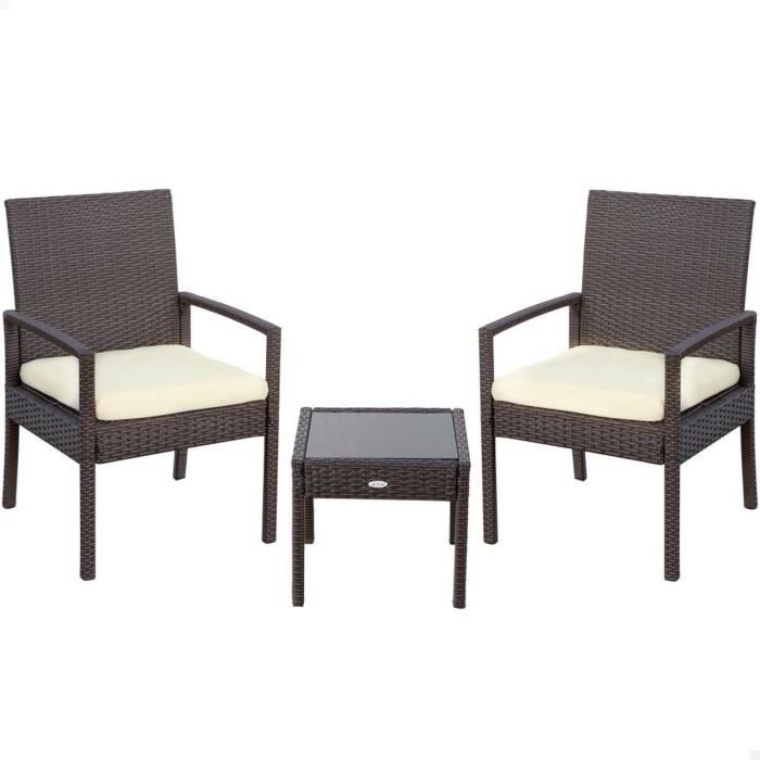 Ensemble Table Et Chaises - Aktive - 2 Fauteuils - Métal Et Plastique - Coussins Inclus - Extérieur