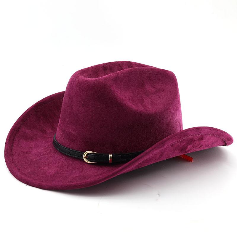 Classic simple belt, western cowboy hat, woolen jazz top hat, men's and women's ethnic style autumn and winter felt hat, big eaves hat