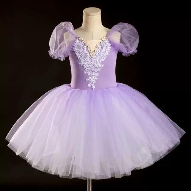 Blue Giselle Ballet Dance Ballerina Tulle Tutu Dress Skirt for Girls Kids Stage Performance Costume Long Ballet Dancing Dresses