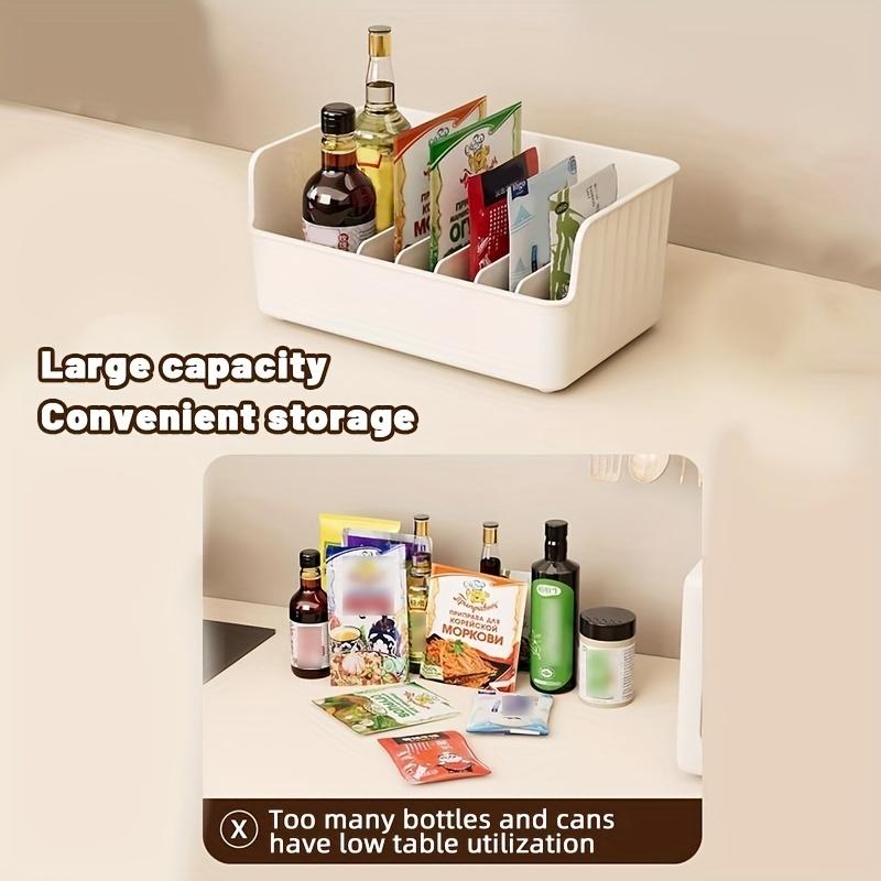 Large Capacity Spice Rack Transparent Divided Cosmetic Food Storage Box Countertop Spice Shelf Kitchen Pantry Cabinet Organizer