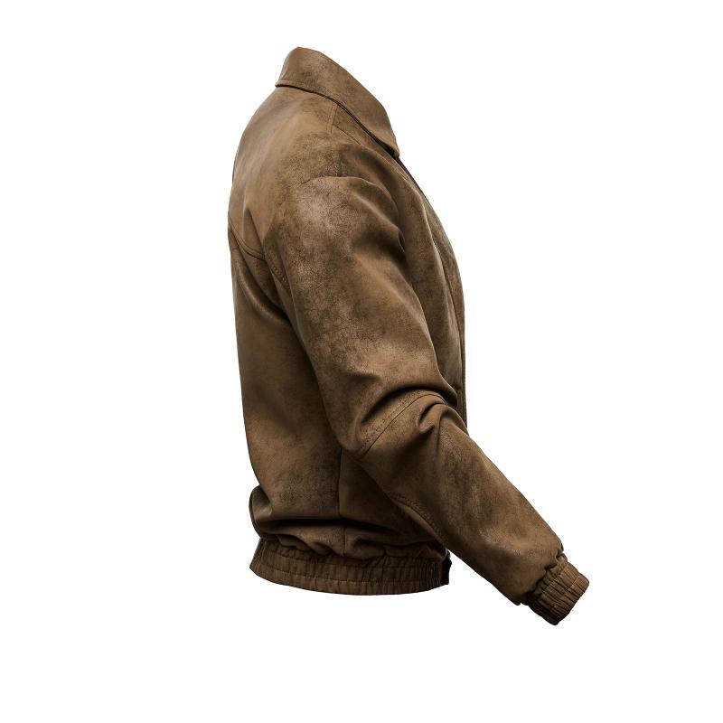 Men's Leather Jacket Men's Youth Standing Collar Biker Leather Jacket Jacket