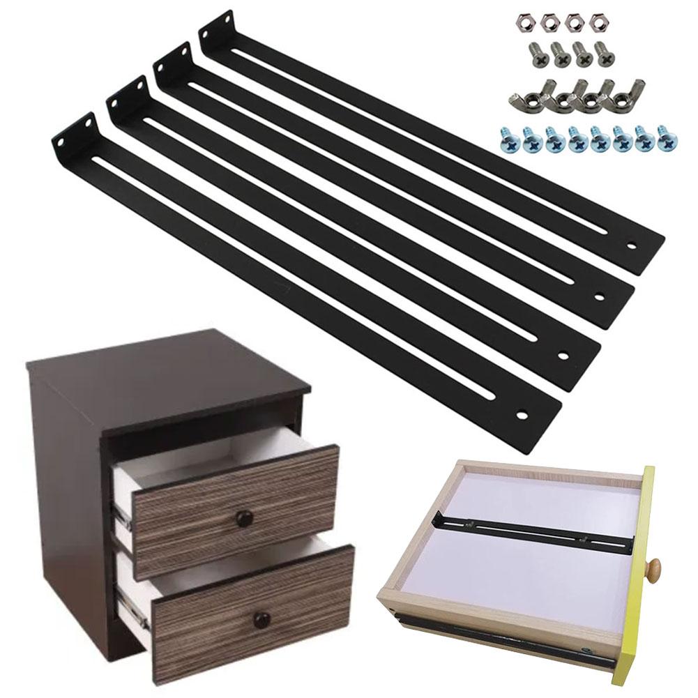 4pcs Furniture Repair Accessory Bracket with Screws Furniture Repair Kit Mounting Brackets for Wooden/Chipboard/MDF Drawers