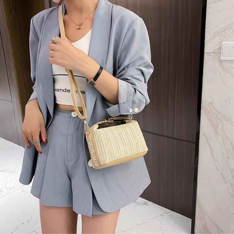 Fashi Straw Woven Women's Small Crossbody Bags Simple Casual Ladies Shoulder Bag Summer Female Travel Clutch Purse Handbags