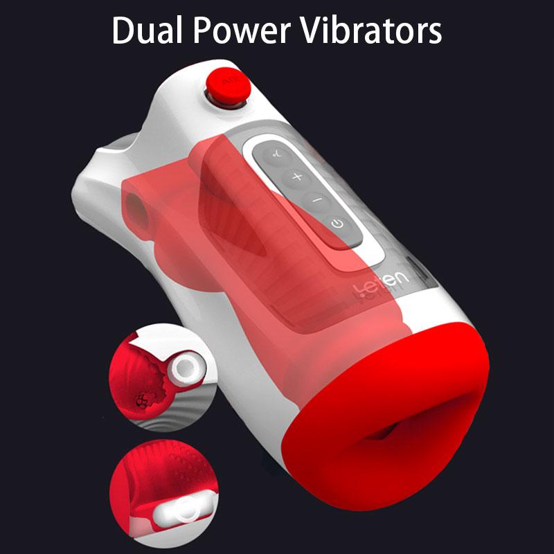 JIUAI Echt Oral Blowjob Männlicher Masturbator Deep Throat Air Control Vakuum Saugen Vibrierende Sex Maschine Sex Spielzeug für Männer